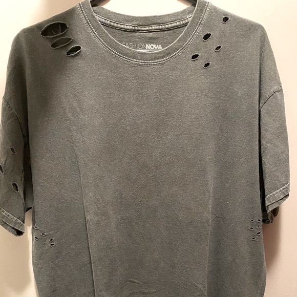 Falling on hard times distressed T shirt - Black - Picture 7 of 8